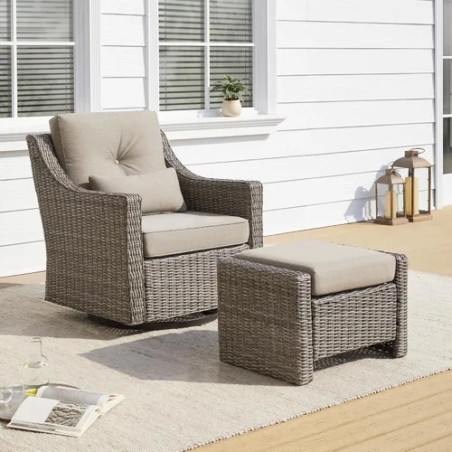 Vista 15 de CHITA Sofá de mimbre para exteriores, sofá de mimbre para patio, sofá de ratán de 3 plazas de gran tamaño con cojines de 5.1 pulgadas de grosor
