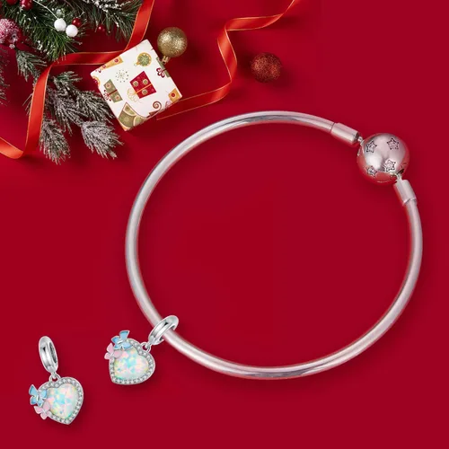 Vista 5 de VOROCO Dije de plata de ley 925 con forma de corazón para pulsera, Navidad, día de la madre, cumpleaños, joyería perfecta para mamá, abuela, hija