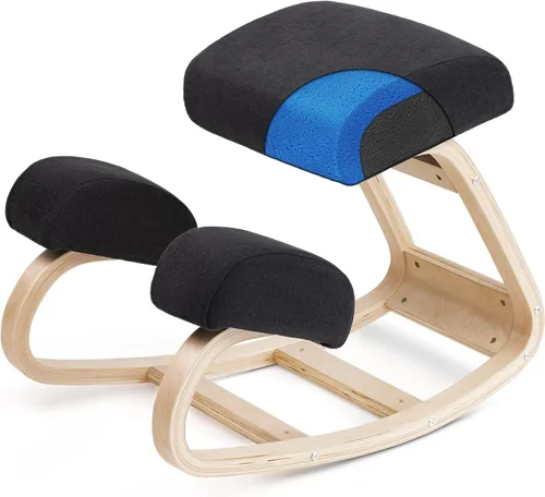 Vista 10 de Silla ergonómica de rodillas con acolchado extra, soporte de postura, cómoda silla de escritorio, taburete mecedor en ángulo y asiento