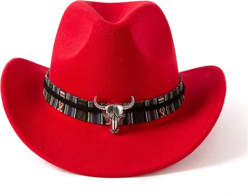 Vista 9 de Sombreros clásicos de vaquera occidental para mujer con cinturón ancho Negro