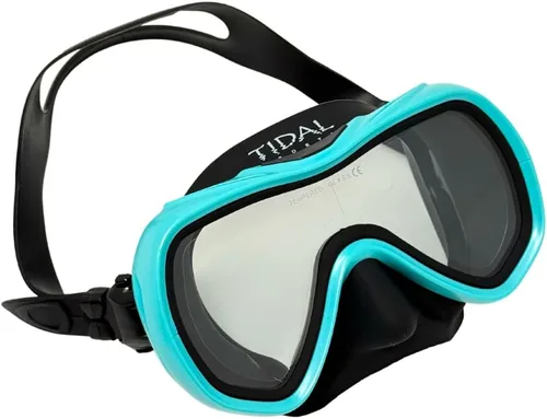 Vista 8 de Tidal Mask-Advanced - Máscara de buceo antivaho para buceo, snorkel, buceo libre y natación. Lente única de vidrio templado gran angular. Negro