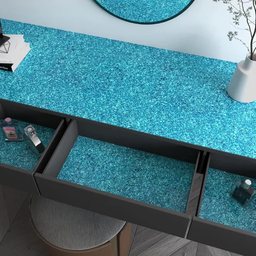 Vista 3 de Decotalk Papel tapiz azul con purpurina para pegar y despegar con purpurina de 17.7 x 120 pulgadas, papel de pared azul brillante para paredes