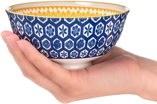 Vista 5 de Annovero Cuencos de cereales, tazas de postre Platos de cocina para servir Apto para microondas Vajilla de porcelana colorida