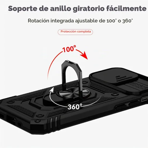 Vista 5 de Funda para iPhone 12 / iPhone 12 Pro con cubierta para lente de cámara, protector de pantalla HD, protección contra caídas de grado militar, soporte