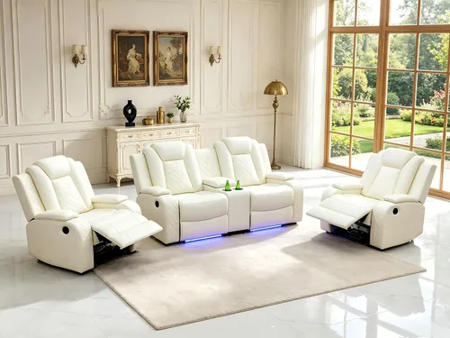 Vista 82 de Juego de sofás reclinables eléctricos, juegos de muebles de sala de estar, sofá reclinable eléctrico moderno negro, sofá biplaza y silla