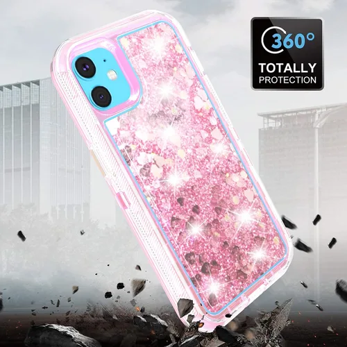 Vista 4 de Asuwish Funda de teléfono para iPhone 11 6.1 con protector de pantalla brillante líquida transparente de silicona híbrida de grado militar, funda