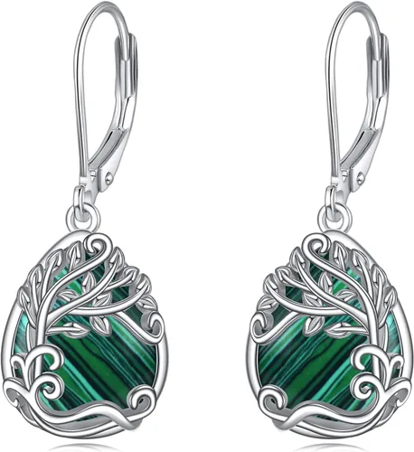 Vista 281 de Aretes colgantes con forma de lágrima de filigrana de piedra lunar de plata de ley 925 con cierre de palanca para mujer, regalos de joyería
