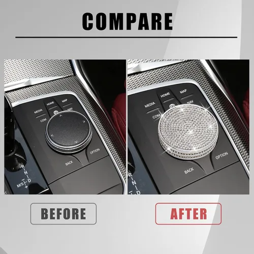 Vista 3 de Bling Media - Cubierta de botón iDrive, accesorios de automóvil, calcomanías de metal para decoración interior de automóvil, piezas para BMW 330 i