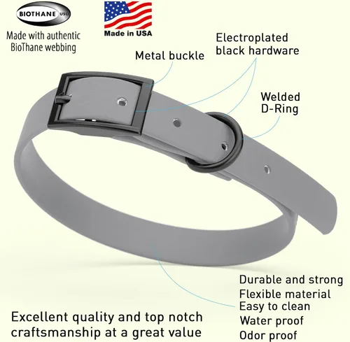 Vista 87 de Dogline Biothane - Collar impermeable para perro con hebilla de liberación rápida, resistente cincha de nailon recubierta con resistente y a prueba