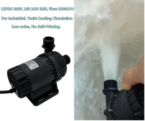 Vista 5 de SHYSKY Bomba de agua DC sin escobillas micro de 12 V 80 W de bajo ruido resistente DC60G-12100S-1 32 pies 845GPH, protección de funcionamiento seco