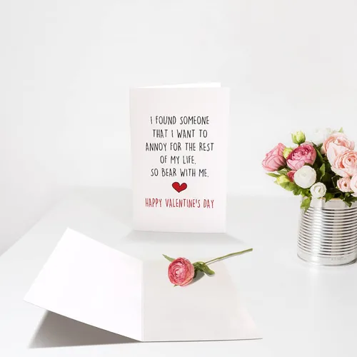 Vista 3 de Divertida tarjeta del día de San Valentín para él y ella, regalo de feliz día de San Valentín para marido novio, molesto por el resto de la vida