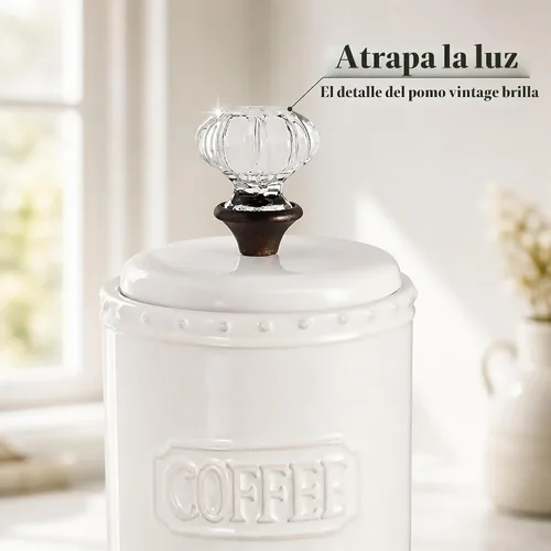 Vista 8 de Mud Pie - Recipiente de Café de Cerámica con Manija y Tirador de Puerta, Blanco