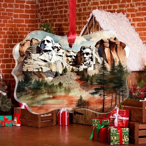 Vista 8 de Mount Rushmore - Adorno conmemorativo nacional para árbol de Navidad, paisajes naturales en Estados Unidos, suministros de fiesta de Navidad, regalo