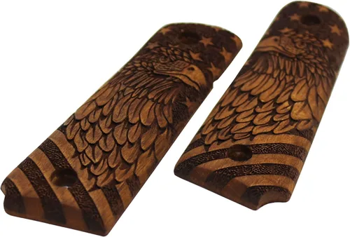 Vista 8 de URAY 1911 - Empuñaduras de tamaño completo, CNC/bandera estadounidense híbrida hecha a mano y empuñaduras de pistola Christian Cross, accesorios