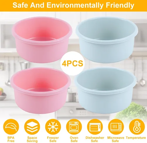 Vista 3 de Molde de silicona para freidora de aire, 4 unidades de 4.5 x 2 pulgadas, moldes de silicona antiadherentes reutilizables para huevos, tazas