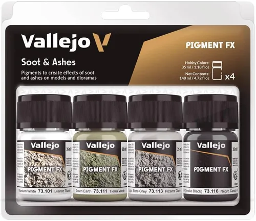 Vista 2 de Vallejo - Efectos Pigment FX AFV, pigmentos erosivos para modelos y dioramas, 4 frascos x 1.2 fl oz (1.18 onzas líquidas)
