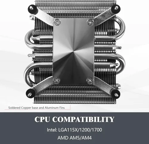 Vista 5 de Thermalright AXP90-X36 Enfriador de aire de CPU de perfil bajo, refrigeración por radiador de 1.417 in de altura, ventilador PWM delgado TL-9015