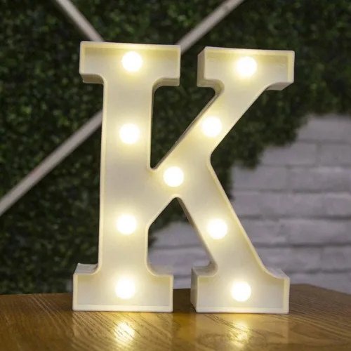 Vista 29 de anso Letras LED del alfabeto con números iluminados, letras de plástico blanco, decoración de pie de la A a la Z 0 ~ 9 (rosa corazón)