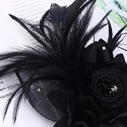 Vista 3 de Elegante broche de flores para mujer, con plumas, bodas, fiestas, bailes, banquetes, tocados, horquillas para el cabello, sombrero, solapa, chal