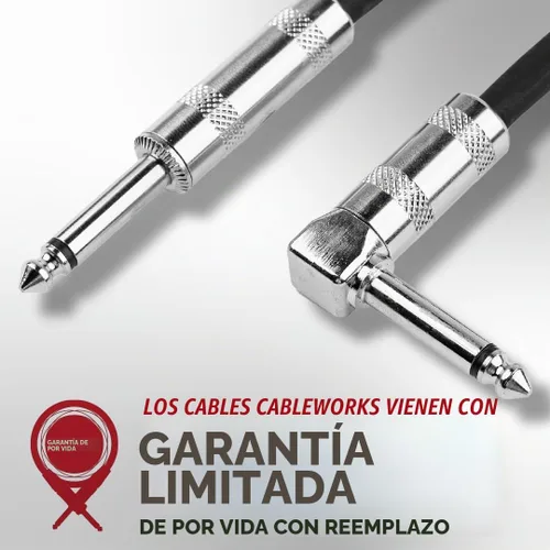 Vista 6 de Cableworks de Gator Cases Serie Backline Cable de instrumento de 10 pies de recto a ángulo recto (GCWB-INS-10RA)