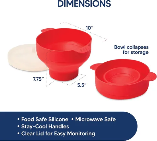 Vista 2 de HIC Kitchen Máquina para hacer palomitas de maíz para microondas, silicona