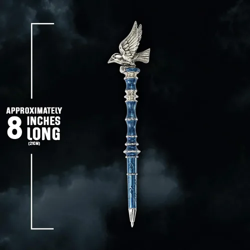 Vista 4 de The Noble Collection Harry Potter Ravenclaw - Bolígrafo chapado en plata, 8 pulgadas (8.3 in) rematado con la mascota Raven House de Ravenclaw