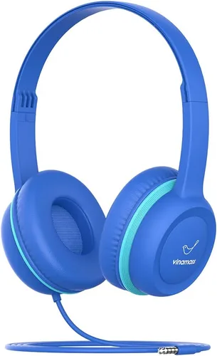 Vista 10 de vinamass Auriculares para niños, auriculares con cable para niños con limitador de volumen seguro, auriculares para niños con cable de 0.138 in