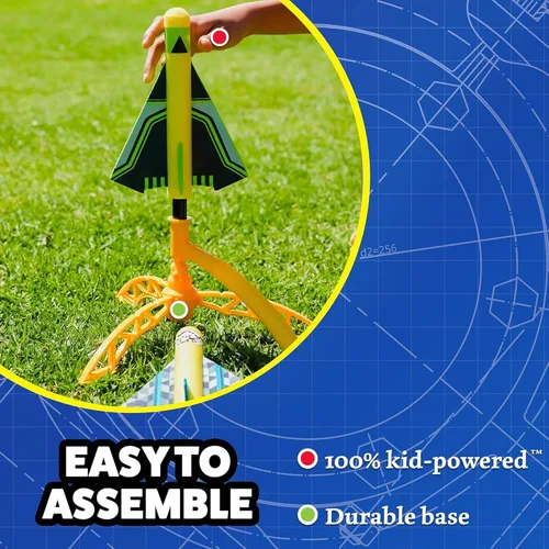 Vista 5 de Stomp Rocket Juguete Lanzador de Avión de Acrobacias para Niños - 3 Aviones de Juguete de Espuma Vuelan Más de 100 Pies - Trucos Únicos y Soporte