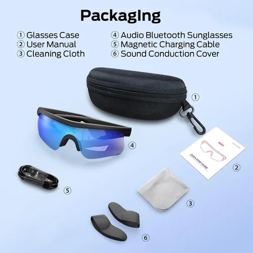 Vista 6 de Monster Gafas Inteligentes, Gafas de Sol Polarizadas con Bluetooth para Hombres y Mujeres, Gafas Deportivas Inteligentes con Micrófono Integrado