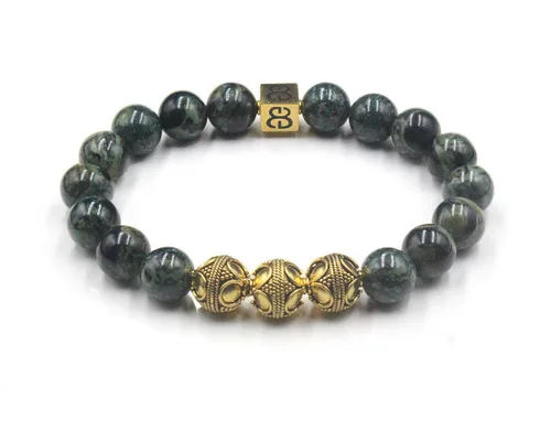 Vista 5 de Men's Jade and Gold Beads Bracelet, Jade Bracelet, Designer Bracelet