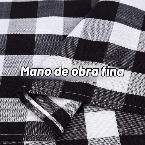 Vista 4 de Cortinas de cocina con cenefa a cuadros blancos y negros de 55 x Negro/blanco