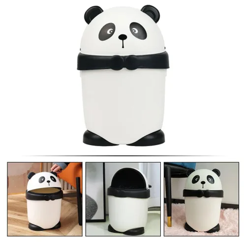 Vista 7 de Happyyami Bote de basura pequeño de dinosaurio para habitación de los niños, bote de basura para oficina, papelera de panda de dibujos animados