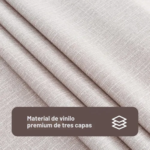 Vista 6 de Romanstile Mantel de PVC 100% Impermeable, Mantel de Vinilo Cuadrado Resistente a Derrames de Aceite y Manchas, Cubiertas de Mesa de Plástico Beige