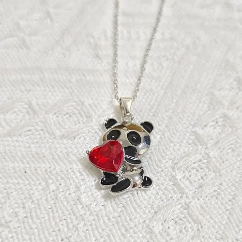 Vista 4 de RFTWXHPN Collar con colgante de panda de cristal para mujeres y niñas, collares de panda de cristal para hija, sobrina, amante del panda, regalos