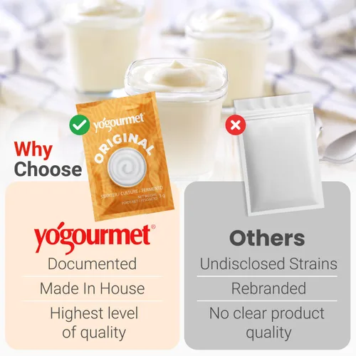 Vista 3 de Yogourmet Yogurt Starter (6 sobres = 6 cuartos de galón de yogur) Haz yogur en casa, todo natural, sin gluten, kosher, halal, sobres de 0.11 oz