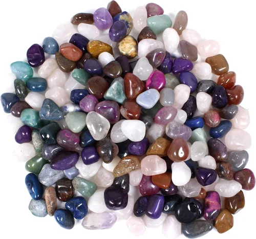 Vista 5 de Piedras preciosas naturales pulidas y teñidas, 5 libras (libras) + hoja de identificación de color educativo y libro de identificación de rocas