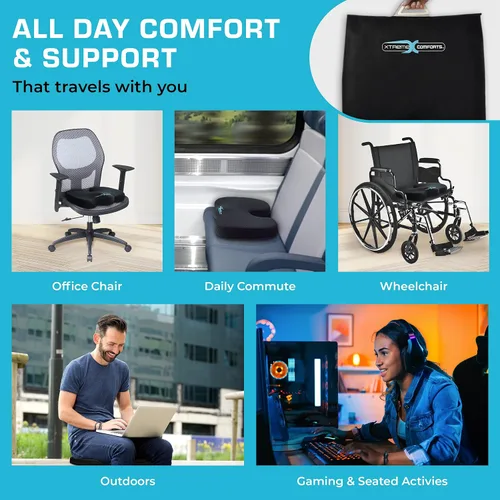 Vista 12 de Xtreme Comforts Cojines de asiento Cojines de silla de oficina para escritorio, automóvil, silla de ruedas Cojín ergonómico de espuma