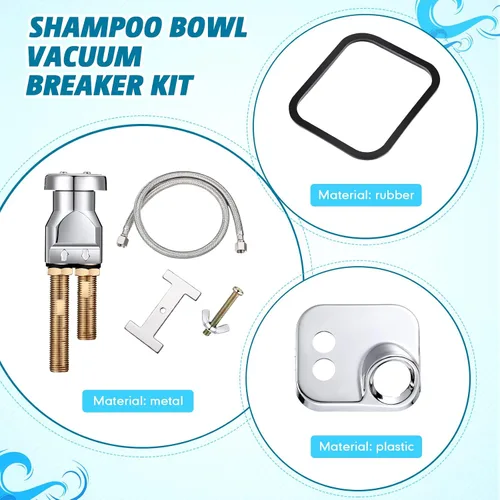 Vista 2 de Hortsun Kit de interruptor de vacío para tazón, mango de hardware, 7 piezas de acero inoxidable, latón chapado en cromo, 31 pulgadas, para reemplazo
