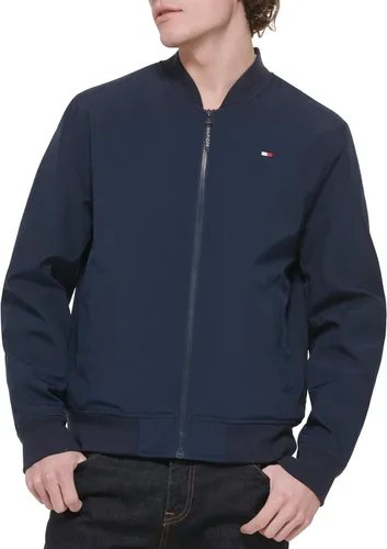 Vista 29 de Tommy Hilfiger Chaqueta bomber ligera Varsity de punto acanalado para hombre Verde militar
