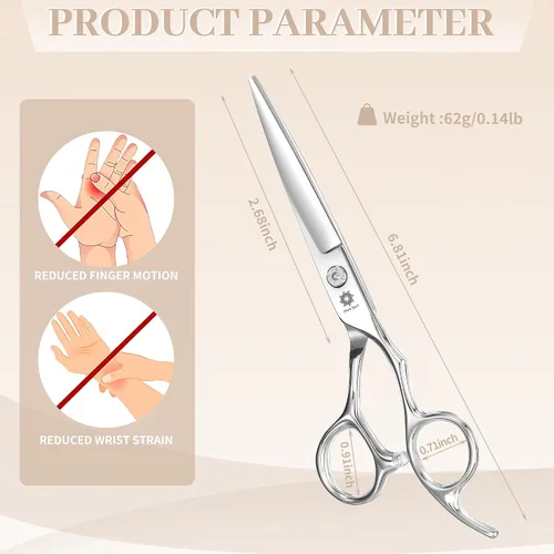 Vista 5 de Dream Reach Tijeras de corte de pelo, tijeras profesionales de peluquería, 6.0 pulgadas, tijeras regulares para peluquería, borde de afeitar, corte