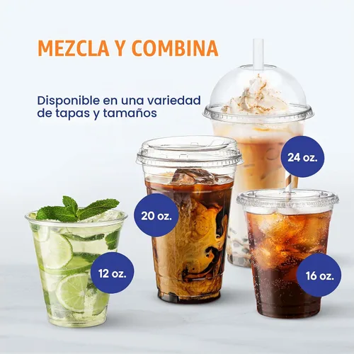 Vista 7 de [100 Juegos - 20 oz.] Vasos de Plástico Transparente con Tapa de Ranura para Pajita, Vasos de Plástico Desechables PET Cristal Transparente de 20