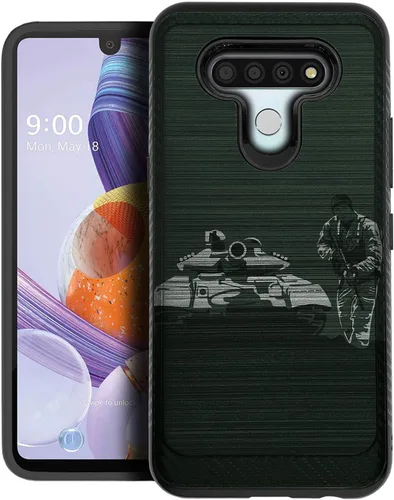 Vista 14 de CasesOnDeck - Carcasa compatible con LG K51 / LG Reflect/LG Q51 [armadura cepillada] resistente protección negro mate (ancla)