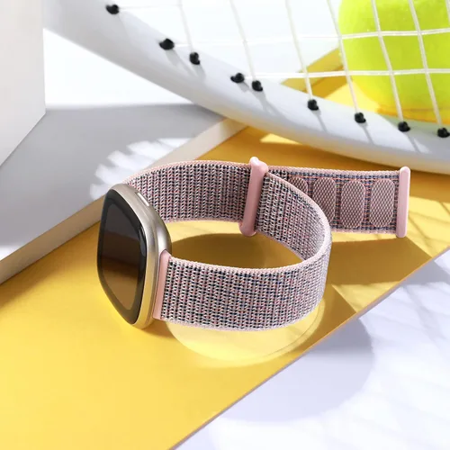 Vista 8 de Correas deportivas de nailon compatibles con Fitbit Versa 3/Versa 4/Fitbit Sense/Sense 2 para mujeres y hombres, correas de repuesto trenzadas Rosado