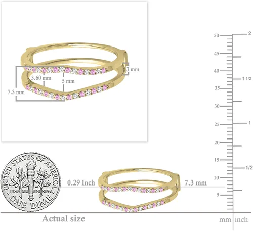 Vista 14 de Dazzlingrock Collection Anillo de protección redondo alternativo de zafiro rosa y diamante blanco para mujer en oro macizo de 10 quilates