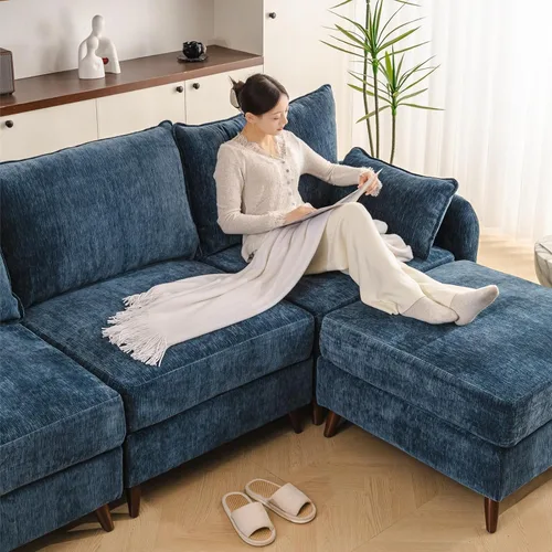 Vista 7 de Rexulqo Sofá modular modular de 104 pulgadas con almacenamiento para todos los asientos, sofá grande en forma de L, cómodos sofás de nube con Azul