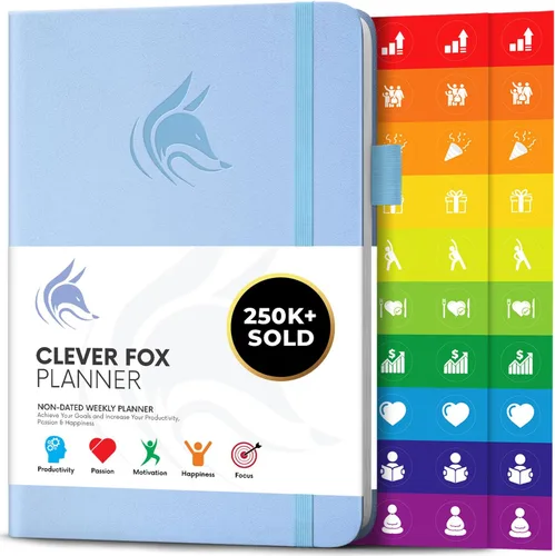 Vista 19 de Clever Fox Planner – Planificador semanal y mensual sin fecha para productividad, manejo del tiempo y objetivos – Diario organizador – A5