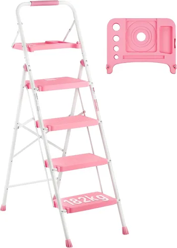 Vista 18 de BONTEC Escalera de 2 escalones, taburete plegable, capacidad de carga Negro