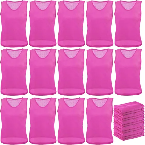 Vista 9 de Newcotte 24 piezas Pinnies Scrimmage Chalecos de práctica en equipo Jersey de malla de nailon Pennies para fútbol, baloncesto y deportes
