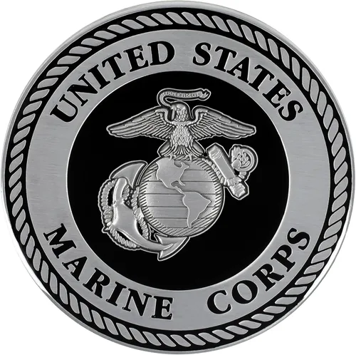 Vista 8 de USMC Medallón de automóvil rojo/plateado – Logotipo de metal Águila, Globo y Ancla del Cuerpo de Marines de 3.5 pulgadas para automóvil - Regalo
