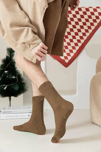 Vista 2 de Gilbins Calcetines de invierno para hombre, acogedores, gruesos, cálidos, mullidos, antideslizantes, para el suelo del hospital, paquete de 6